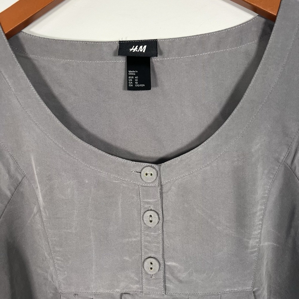 H&M Oversized Tunic Womens Size 10 Gray Lagenlook Cozy Pockets Boxy Indie EUC - Picture 3 of 6